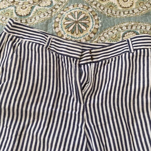 Ann Taylor Loft Wide Leg Gaucho Pants Linen Pin-Striped, size 4 - Picture 3 of 5